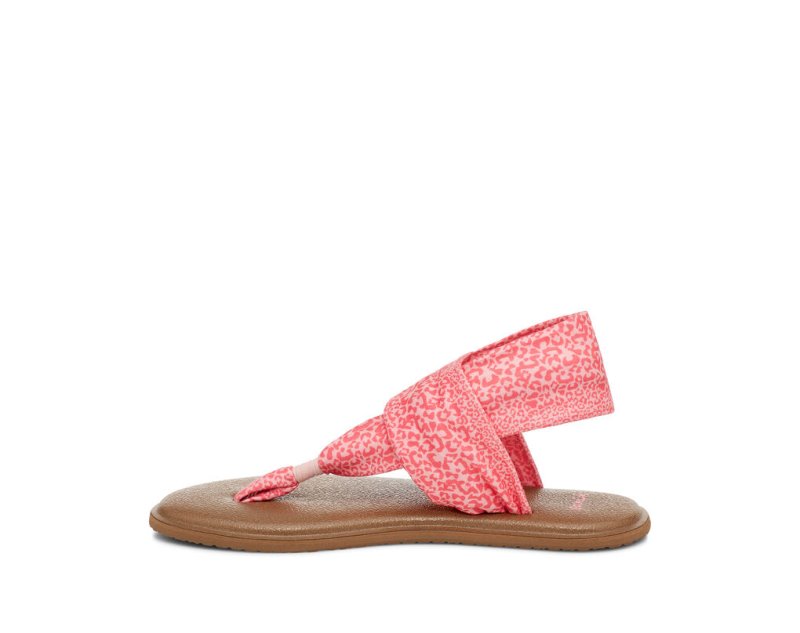 Sanuk Yoga Sling Burst Print Vegan Leopard Kids' Sandals Pink Leopard | Canada 298QMA